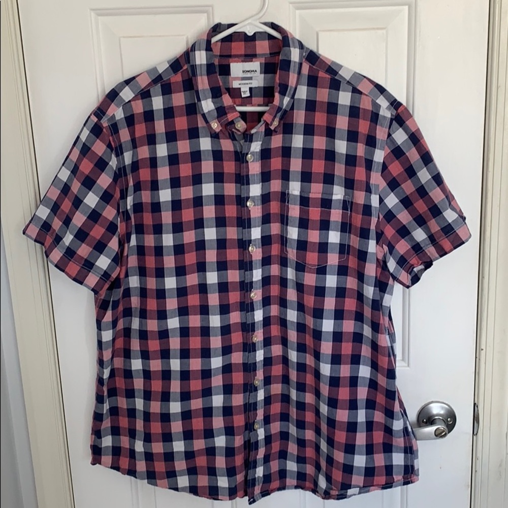 Men’s short sleeve plaid shirt size xl by Sonoma